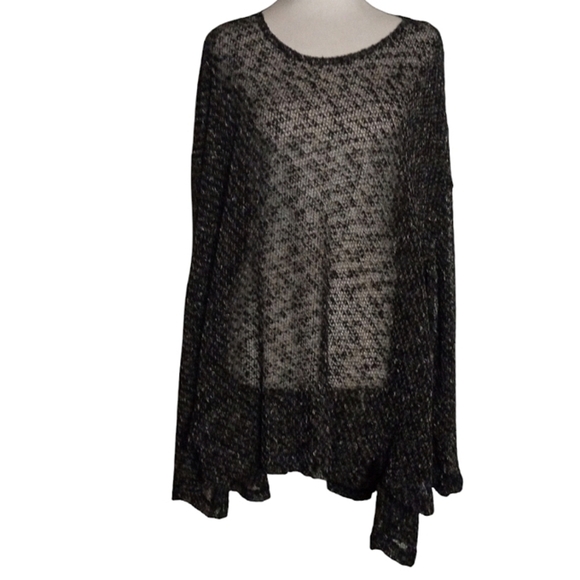 Alembika Black & Gray Oversized Open Knit Drop Shoulder Sweater Size XL - Picture 1 of 9